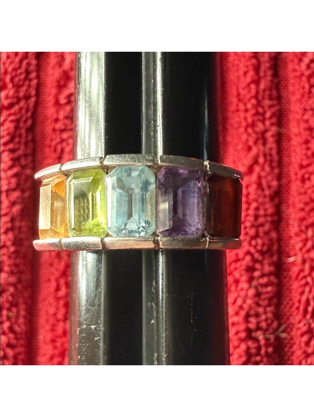 Multicolor Gemstone Sterling Silver Ring